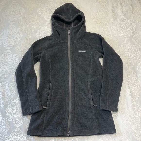 Women's Columbia Benton Springs II Long Fleece Hooded Zip Jacket Grey Size Small - Picture 2 of 9